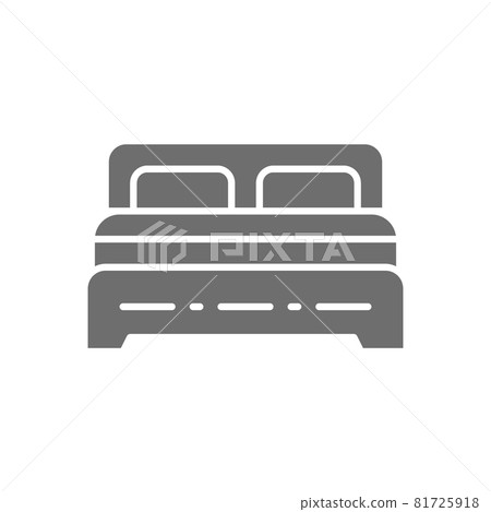 Double bed grey icon. Isolated on white background - Stock Illustration ...