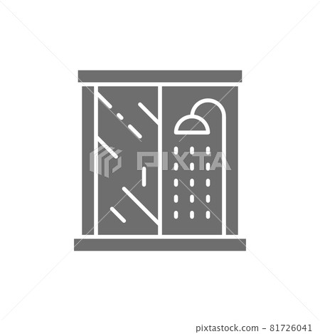 Vector shower cabin, bathroom furniture grey icon. 81726041