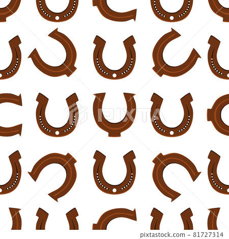 Illustration on theme Irish holiday St Patrick day, seamless horseshoes 81727314