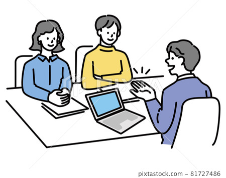 Business scene illustrations that can be used for presentations and meeting materials (explanation, marketing, meetings, strategies) 81727486