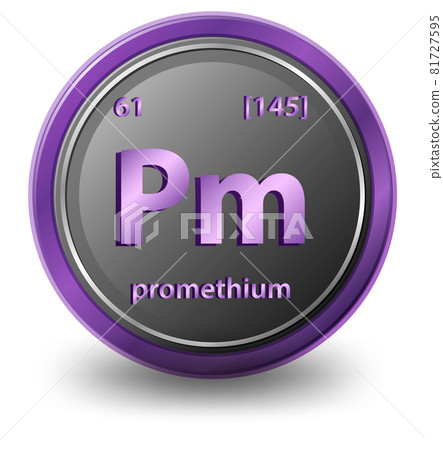 Promethium chemical element. Chemical symbol with atomic number and atomic mass. 81727595