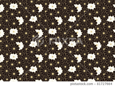 日本圖案日式無縫圖案黑色和金色菊花 日本圖案日式無縫圖案黑色和金色菊花 81727664