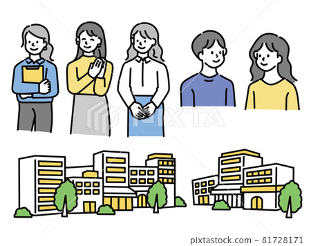 Illustration of office worker (chat, greeting, cityscape, avatar) Illustration of office worker (chat, greeting, cityscape, avatar) 81728171