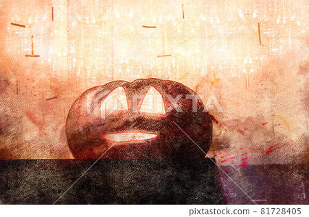 Halloween Pumpkin. Freshly Carved Jack-o-Lantern Pumpkin. Digital watercolor painting 81728405