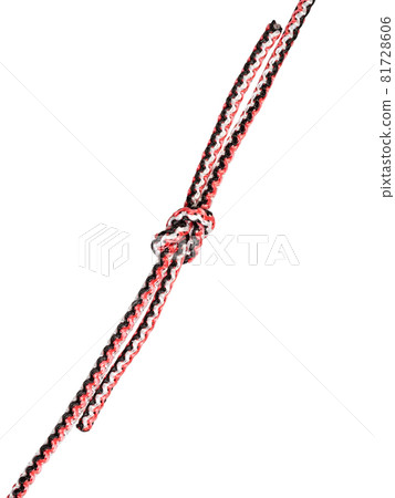 Thief knot tied on synthetic rope cut out on white background Thief knot tied on synthetic rope cut out on white background 81728606