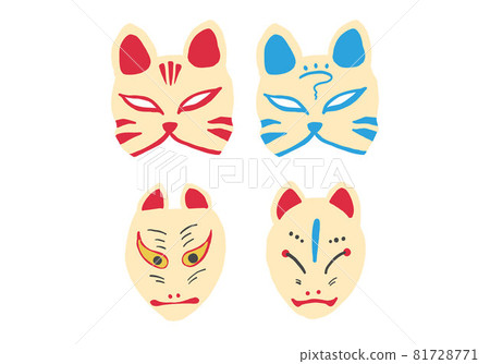 Fox Mask Shape Fox mask (4 types with different patterns and... - Stock Illustration ...