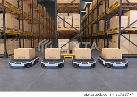 Autonomous Robot transportation in warehouses, Warehouse automation concept 81728774