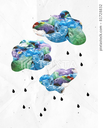 Air pollution. Contemporary art collage, modern creative design. Idea, inspiration, saving environment, environmental care, warming of the Earth's climate. 81728832