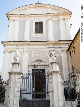 Travel to Italy - view of church Chiesa di San Zeno al Foro on square Piazza del Foro in Brescia city, Lombardy 81729065