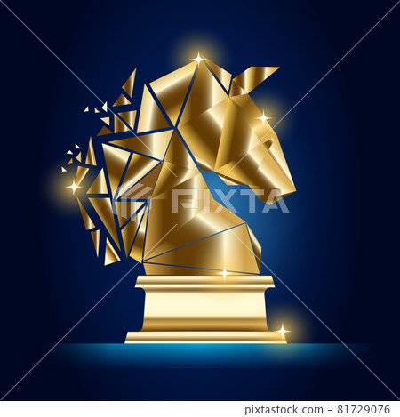 Wireframe Knight chess luxury gold geometry Concept Design.Vector illustration. Wireframe Knight chess luxury gold geometry Concept Design.Vector illustration. 81729076