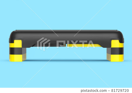 Stepper for fitness and yellow step platform for aerobics isolated on blue Stepper for fitness and yellow step platform for aerobics isolated on blue 81729720