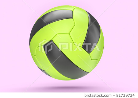 Green soccer or football ball isolated on pink background 81729724