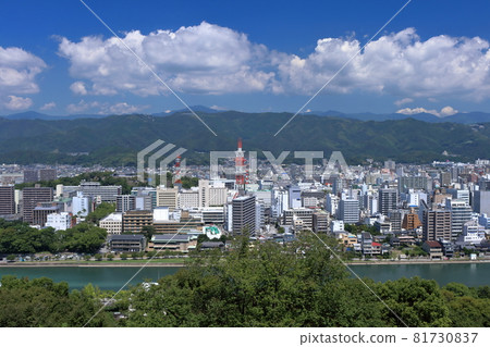 View of the townscape of Kochi City, Kagami River, Summer (Kochi Prefecture) 81730837