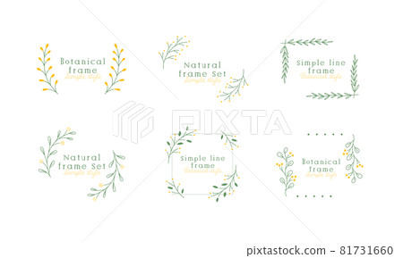 Plant frame set simple line drawing botanical... - Stock Illustration ...