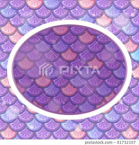 Oval frame template on purple fish scales background 81732107