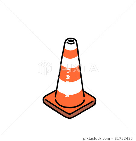 Illustration of a red white striped triangular color cone Illustration of a red white striped triangular color cone 81732453