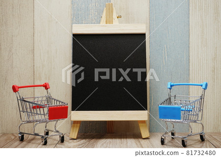 Mini trolley cart and Space wooden easel blackboard 81732480