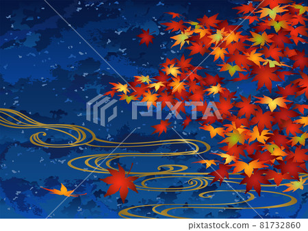 裝飾背景秋天的葉子和流水 81732860