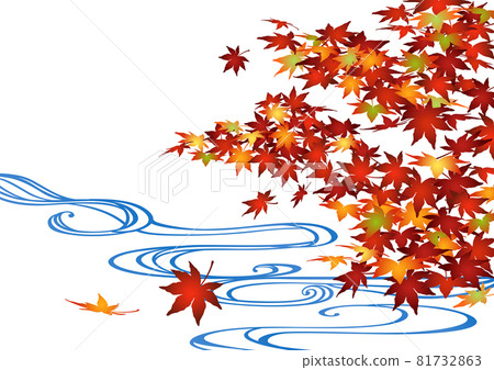 Decorative background-autumn leaves and running water 81732863