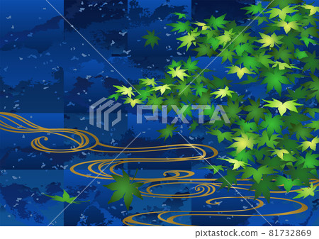 裝飾背景-藍色楓葉和自來水 81732869