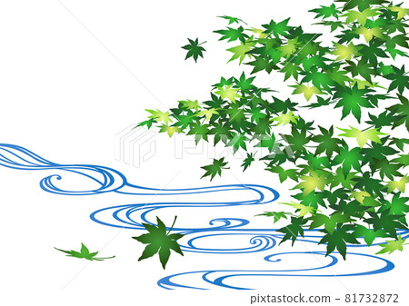 Decorative background-blue maple and running water Decorative background-blue maple and running water 81732872