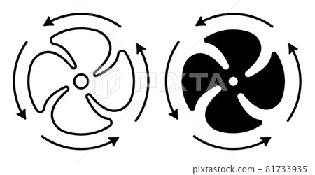 Linear icon. Fan blades of air conditioner with rotation direction arrows. Maintaining comfortable temperature in summer. Simple black and white vector isolated on white background 81733935