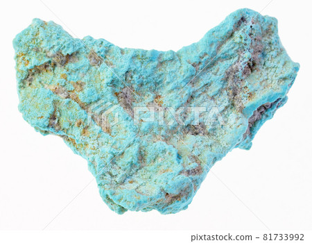 macro photography of natural mineral from geological collection - rough turquoise stone on white background macro photography of natural mineral from geological collection - rough turquoise stone on white background 81733992