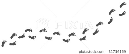 Footprint icon. Barefoot symbol. Step mark. Trekking shape. Distance badge. Foot silhouette. Follow template. Design element for mobile app, game. The way decor. Vector illustration 81736169