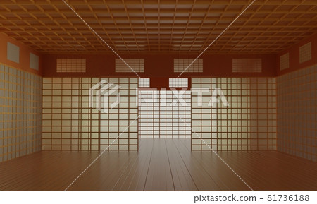 indoor dojo room in japan.3d rendering. 81736188