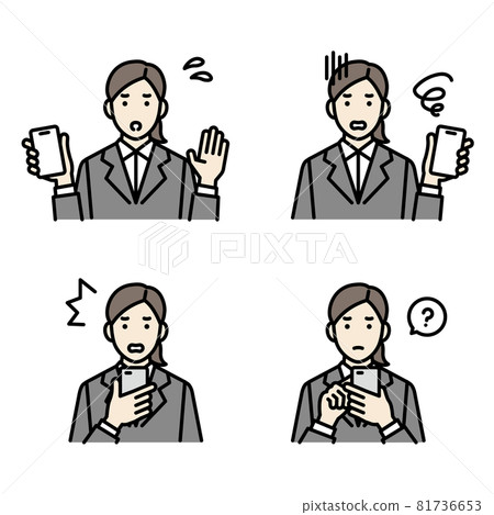Female avatar set with smartphone trouble Female avatar set with smartphone trouble 81736653