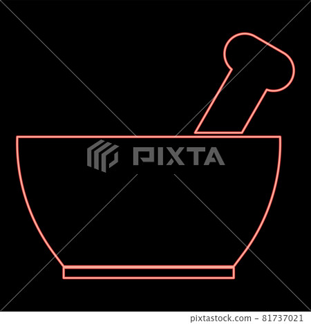 Neon mortar and pestle red color vector  81737021
