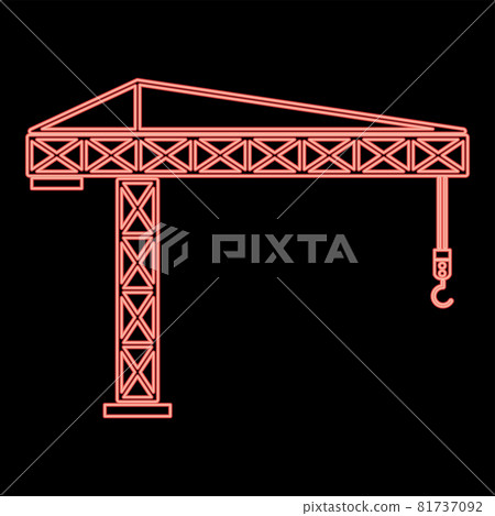 Neon building crane red color vector illustration Neon building crane red color vector illustration 81737092