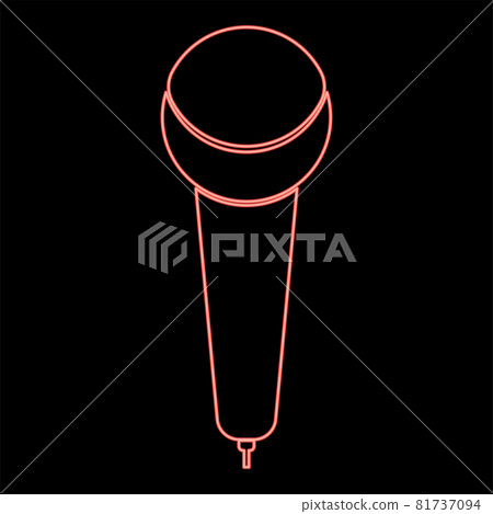 Neon microphone red color vector illustration  81737094