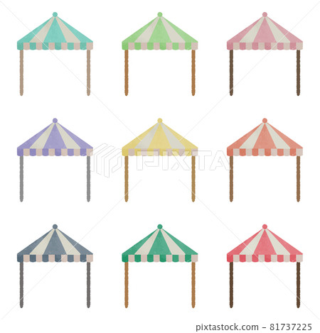 可愛條紋藍天帳篷插圖集 可愛條紋藍天帳篷插圖集 81737225