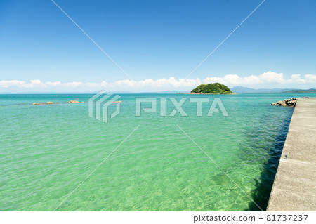 The blue sea of Kasasa Town, Minamisatsuma City, Kagoshima Prefecture 81737237