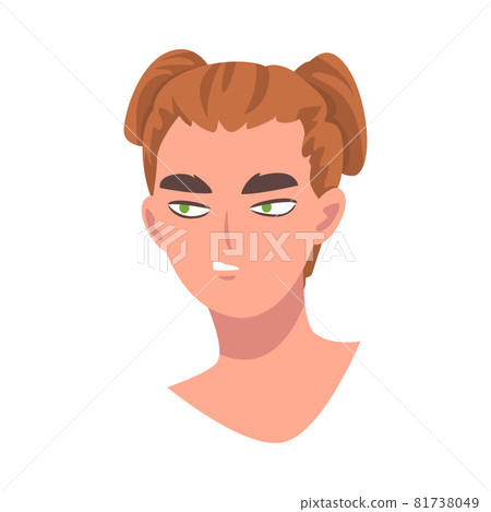 Woman Head Smirking as Facial Expression Vector Illustration 81738049
