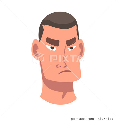 Man Head with Frown as Facial Expression Vector Illustration Man Head with Frown as Facial Expression Vector Illustration 81738145