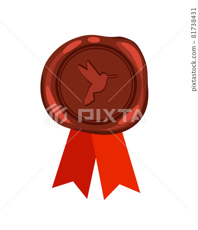 Seal wax with bird and red ribbon 81738431