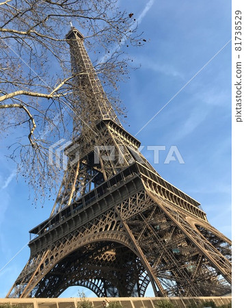 Eiffel Tower towering towards the blue sky 81738529