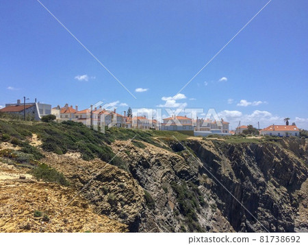 small town by the sea, many small clouds, deserted place, tourist place 81738692