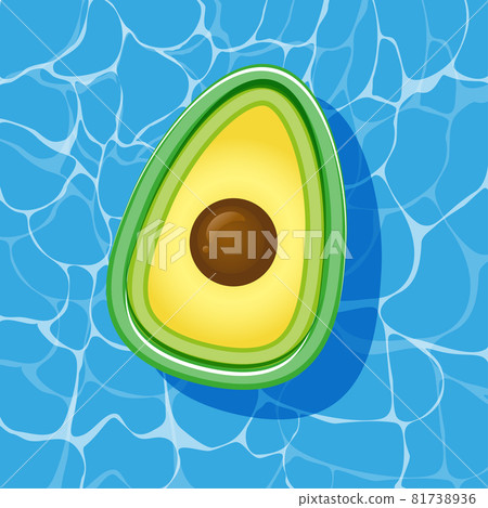 Pool infantable avocado mattress place on water texture.  81738936