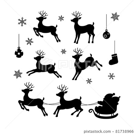 Christmas material / reindeer / santa claus silhouette illustration set Christmas material / reindeer / santa claus silhouette illustration set 81738966