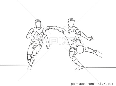 One continuous line drawing of young professional football player shooting  the ball with bicycle kick technique isolated on white background. Soccer  match sports concept. Vector illustration 2216374 Vector Art at Vecteezy