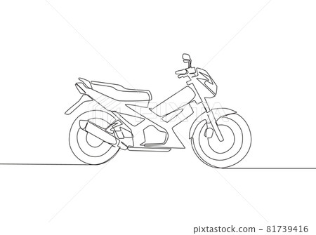One single line drawing of Asian underbone motorbike logo. Urban ride motorcycle concept. Continuous line draw design vector illustration 81739416