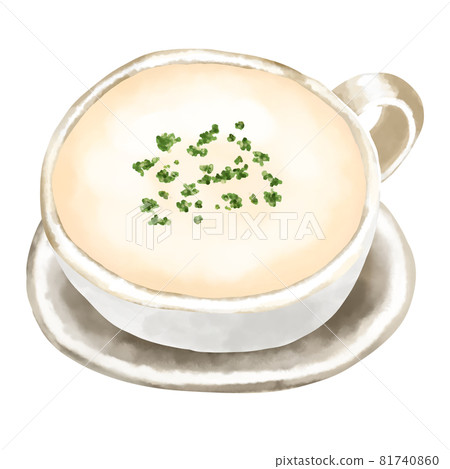 水彩插圖馬鈴薯濃湯 (Vichyssoise) 81740860