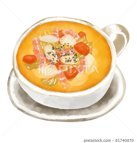 水彩插圖蔬菜湯(清湯) 水彩插圖蔬菜湯(清湯) 81740870