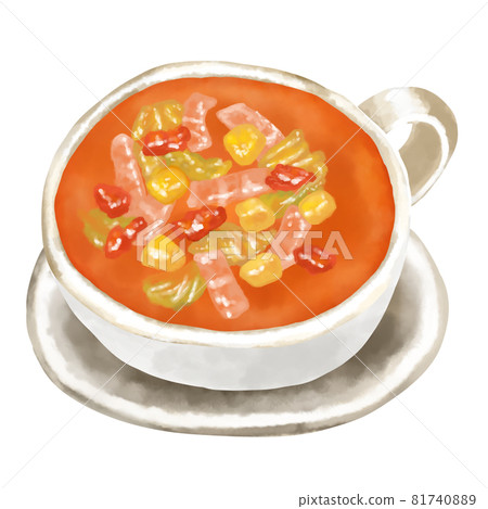 水彩插圖意大利通心粉(蔬菜湯) 水彩插圖意大利通心粉(蔬菜湯) 81740889