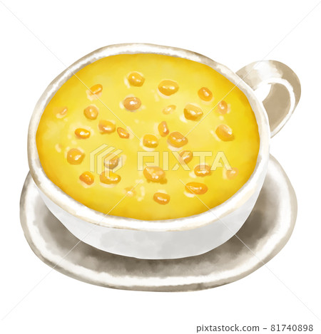 水彩插圖玉米湯配穀物（玉米濃湯） 81740898