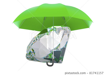 Diamond under umbrella, 3D rendering Diamond under umbrella, 3D rendering 81741157