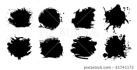 Set of black ink blot on white background, realistic vector illustration Set of black ink blot on white background, realistic vector illustration 81741172